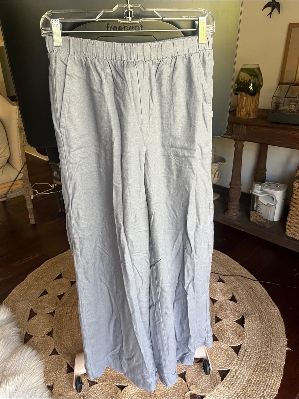 Splendid Light Gray Elastic-Waist wide leg pants